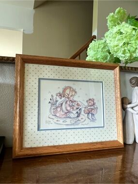 Vintage bear and girl frame